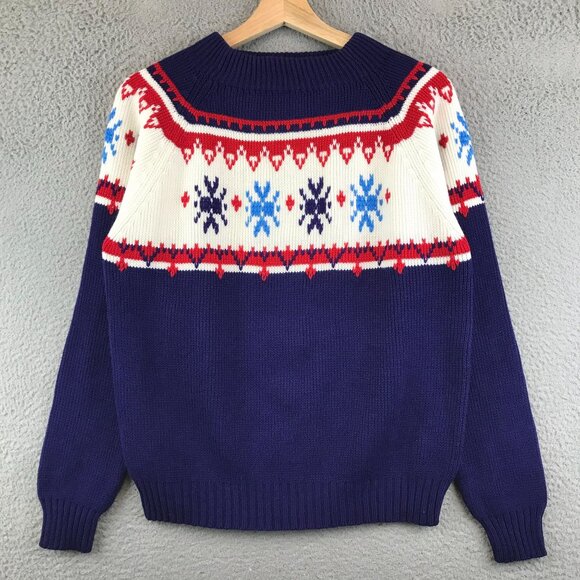 Vintage JC Penney Holiday Knit Pullover Nordic Snowflake sweater S - Picture 1 of 8